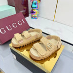 GG SANDALS 25S IN NATURAL STRAW CROCHET COTTON FABRIC