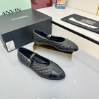 CC MARY JANE FLAT 25S IN BLACK LAMBSKIN EMBOSSED LOGO