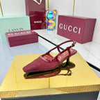 GG HIGH SLINGBACK 25S IN RED SEQUINED MESH FABRIC