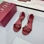GG THONG SANDALS 25S IN RED LAMBSKIN WITH GOLD HARDWARE