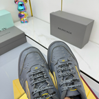 BALENCIAGA 25S SNEAKERS IN DARK GREY MIX YELLOW LEATHER