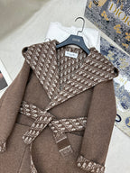 DIOR HOODED COAT IN DARK BROWN WOOL