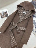 DIOR HOODED COAT IN DARK BROWN WOOL