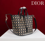 CD Toujours Vertical Medium Bag 24 Diamond Black Beige Leather