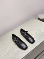 CHANEL 25S MARY JANE FLATS IN BLACK CALFSKIN SILVER HARDWARE