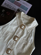 POLO COLLAR PINAFRORE DRESS 25S IN LINEN 267128