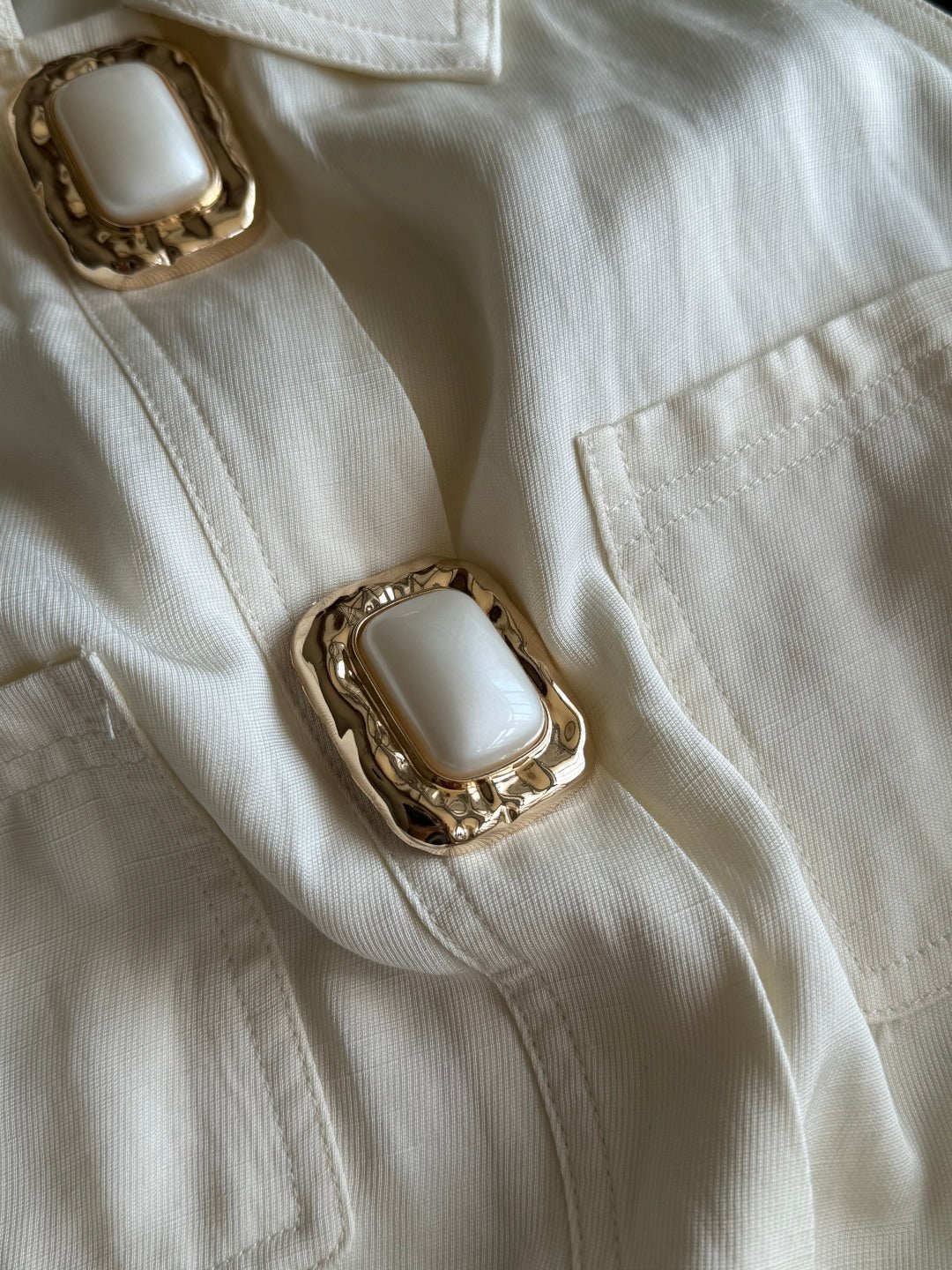 POLO COLLAR PINAFRORE DRESS 25S IN LINEN 267128