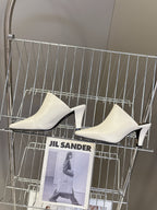 YSL 25S HIGH-HEEL SANDALS 75 MM IN WHITE LAMBSKIN