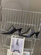 YSL 25S HIGH-HEEL SANDALS 75 MM IN BLACK LAMBSKIN