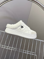 DIOR 25S DIOR STAR SNEAKERS 40 MM IN WHITE LAMBSKIN AND WOOL STYLE 1