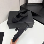 CC BALLET FLATS 25S IN BLACK FABRIC WITH BOW