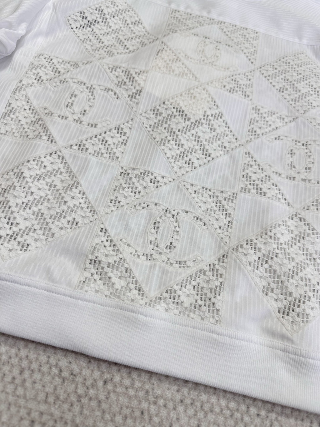 CC 25 Appliqué Short Sleeves T-shirt White Cotton