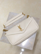 YSL 25S CALYPSO HANDBAG 26 IN IVORY LAMBSKIN GOLD HARDWARE