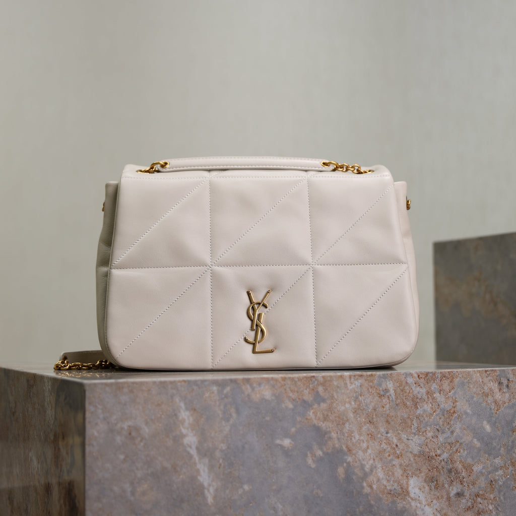 YSL 25S JAMIE 4.3 29 IN BLANC  LAMBSKIN GOLD HARDWRE