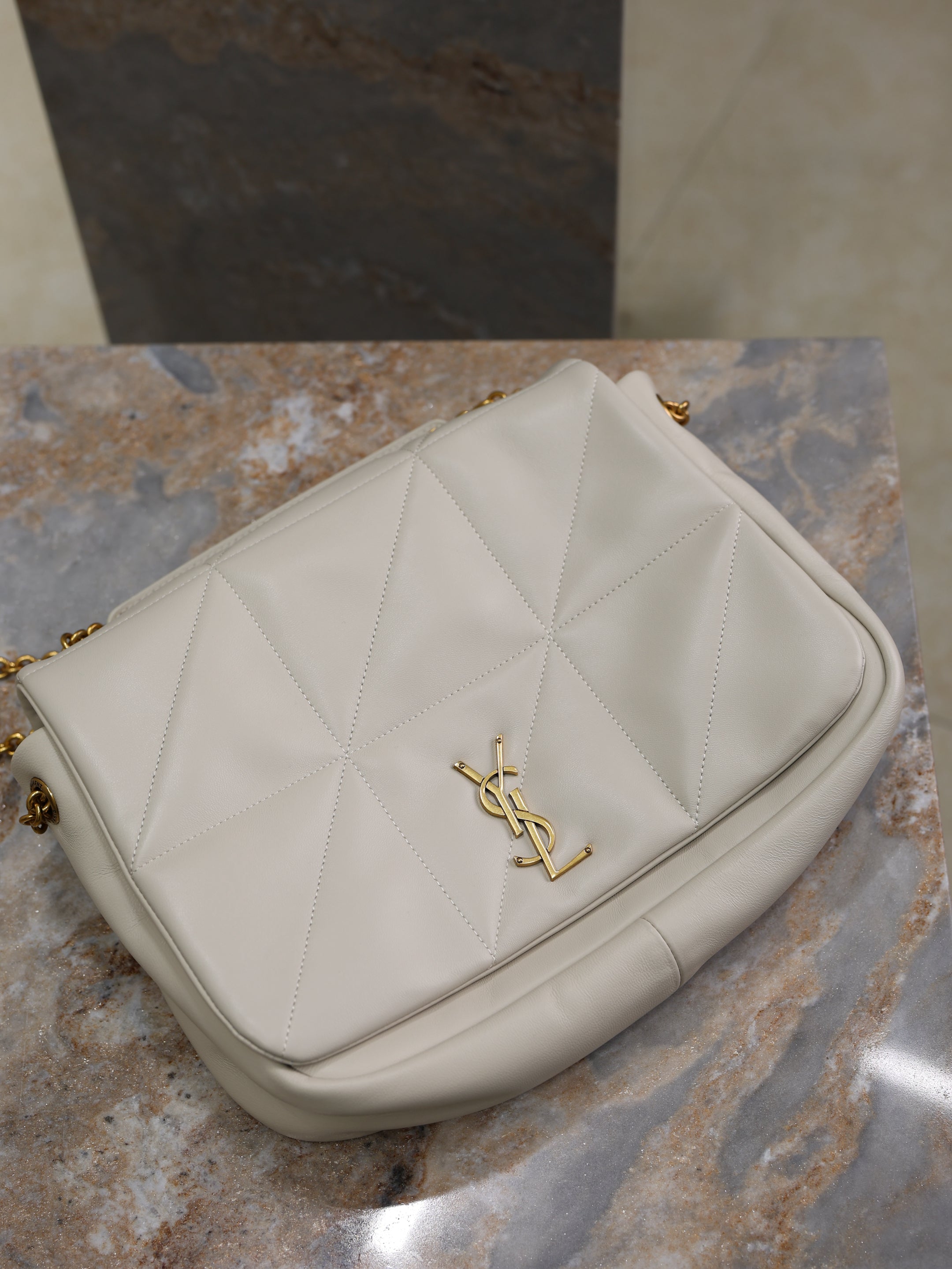 YSL 25S JAMIE 4.3 29 IN BLANC  LAMBSKIN GOLD HARDWRE