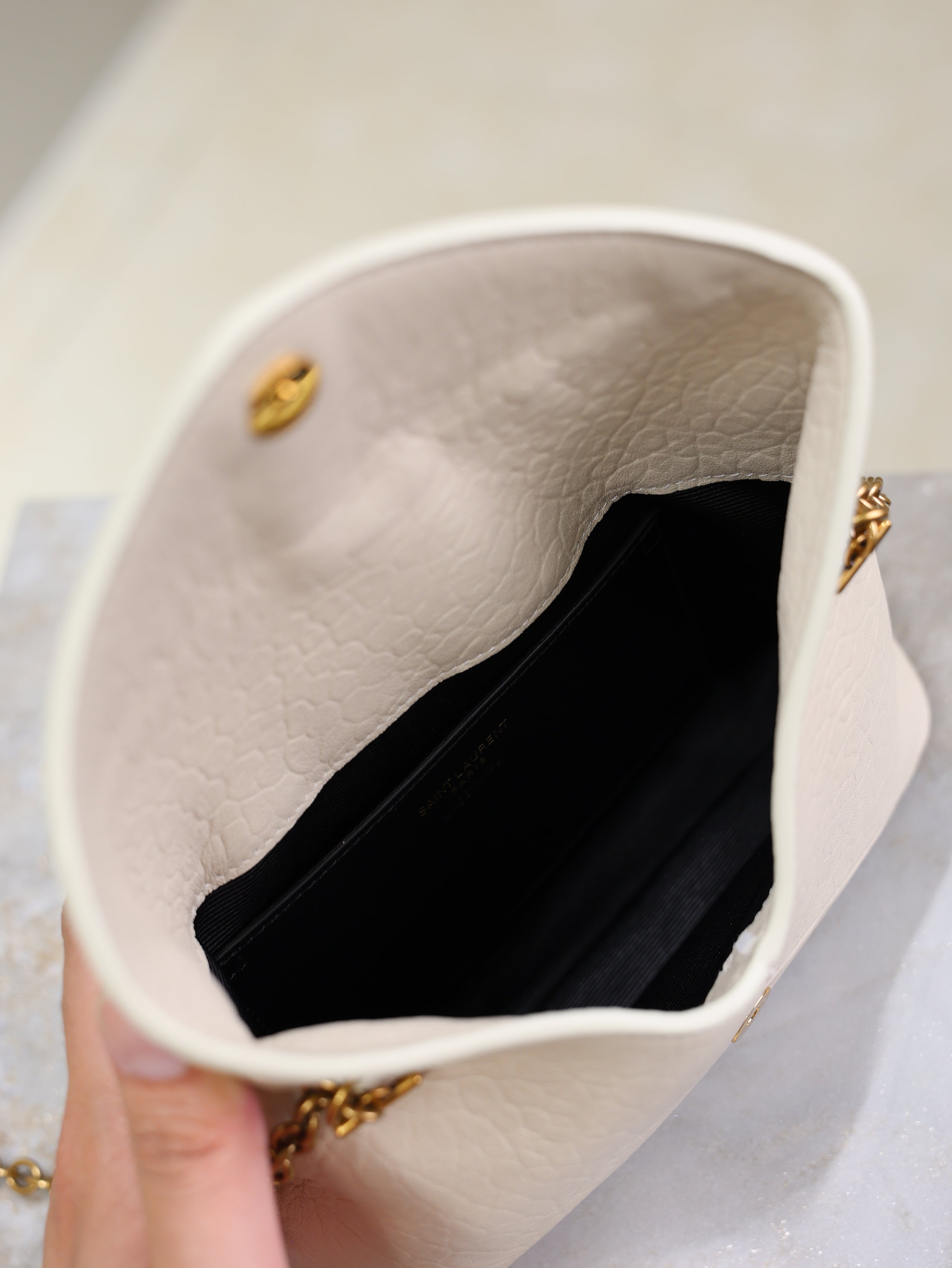 YSL 25S CALYPSO MINI 19 IN BLANC  LAMBSKIN GOLD HARDWARE