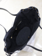 Y Large Leather HOBO Bag Black Leather