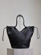 Y Large Leather HOBO Bag Black Leather