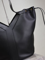 Y Large Leather HOBO Bag Black Leather