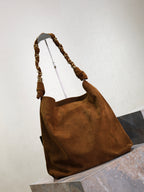 YSL 25S AMALIA 50 IN DARK CARAMEL SUEDE GOLD HARDWRE