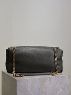 YSL 25S CALYPSO 30 IN DARK OLIVE GRAINED CALFSKIN GOLD HARDWRE