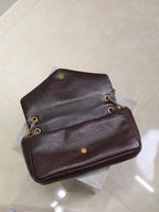 YSL 25S CALYPSO 30 IN DARK CHOCOLATE GRAINED CALFSKIN GOLD HARDWARE