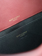 YSL 25S CASSANDRE LARGE ENVELOPE POUCH 29 IN DARK RUBY SHINY CALFSKIN GOLD HARDWARE