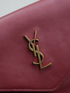 YSL 25S CASSANDRE LARGE ENVELOPE POUCH 29 IN DARK RUBY SHINY CALFSKIN GOLD HARDWARE
