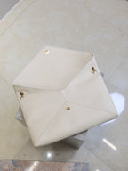 YSL 25S CASSANDRE ENVELOPE MESSENGER 35 IN BLANC  LAMBSKIN GOLD HARDWARE