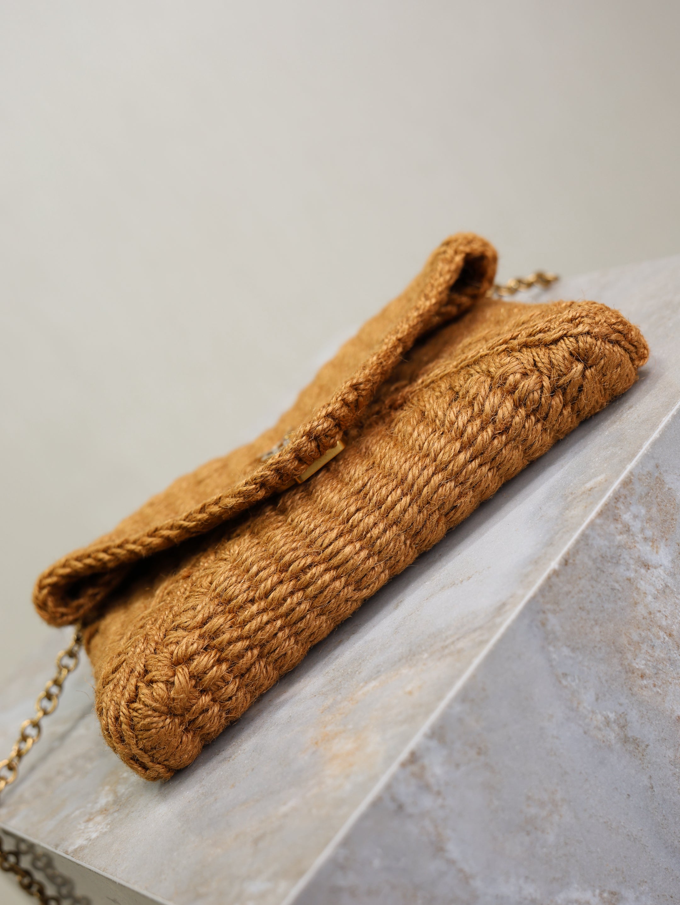 Calypso Bag 19cm Brown Rope Woven Leather