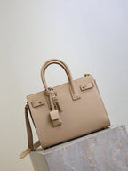 YSL 25S SAC DE JOUR MM 26 IN DARK BEIGE SUPPLE GRAINED CALFSKIN