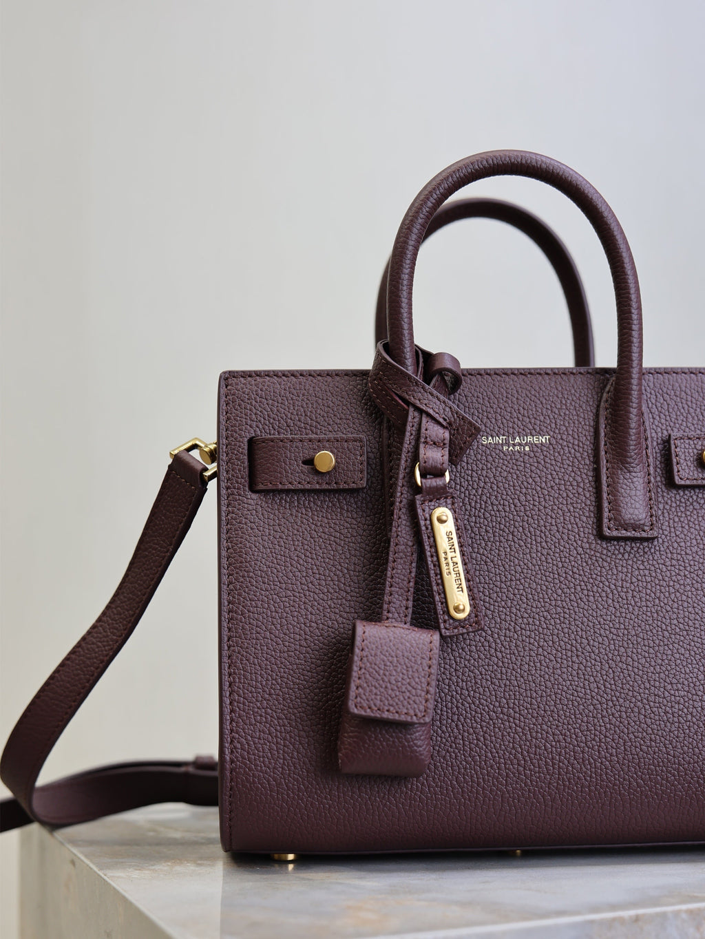 Sac De Jour Nano 22cm Dark Burgundy Grain Cowhide GHW