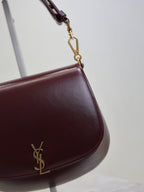 YSL 25S MINI VOLTAIRE 21 IN ROUGE CABERNET CALFSKIN SAINT LAURENT GOLD HARDWRE