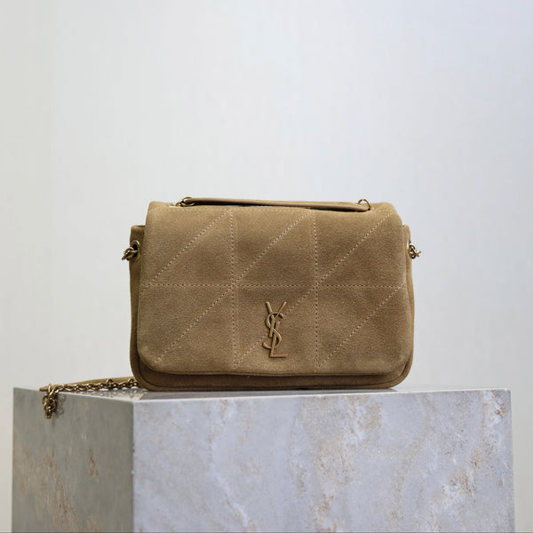YSL 25S JAMIE 4.3 MINI 20 IN CARAMEL COGNAC SUEDE GOLD HARDWARE