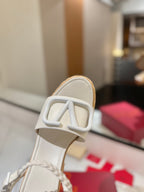 VLTN ESPADRILLE WEDGE SANDALS 25S 115 MM IN WHITE LAMBSKIN