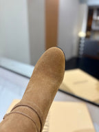 VALENTINO 25S GARAVANI PATTIE KNEE-HIGH BOOTS 80 MM IN LIGHT BROWN SUEDE
