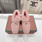 LP 25S SUMMER CHARMS WALK LOAFERS IN BABY PINK SUEDE AND FLEECE