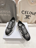 DIOR 25S SNEAKER IN BLACK LAMBSKIN AND MESH FABRIC WITH PEARL DETAILING