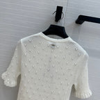 CC 25 Hollow Knitted T-shirt White cotton