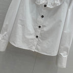 CC 25 Lace Collor Shirt White Cotton