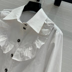 CC 25 Lace Collor Shirt White Cotton