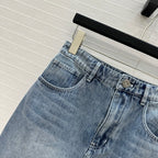 CC 25 Embroidered Short Skirt Blue Denim Cotton