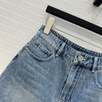 CC 25 Embroidered Short Blue Denim Cotton