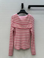 DIOR PINK STRIPED LONG-SLEEVE KNIT SWEATER