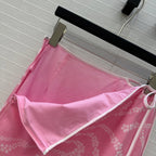 CC 25 Wave Pattern Long Skirt Pink Silk Cotton