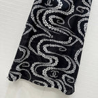 CC 25 Wave Pattern Long Skirt Black Silk Cotton