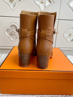 HM 25S FRENCHIE 50 ANKLE BOOT 50 MM IN BROWN LAMBSKIN WITH SILVER HARDWARE