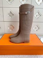 HM 25S JUMPING BOOTS IN LIGHT CARAMEL BROWN LAMBSKIN WITH SILVER HARDWARE