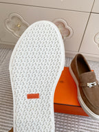HM 25S SLIP-ON IN BROWN SUEDE WITH SILVER HARDWARE