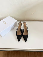 J'ADIOR SLINGBACK PUMP BLACK TECHNICAL FABRIC 10 CM
